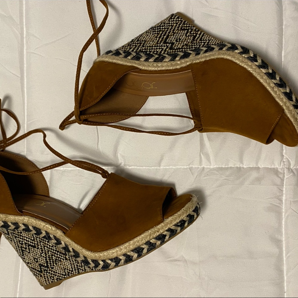 Sugar Suede Lace-Up Wedged Sandals